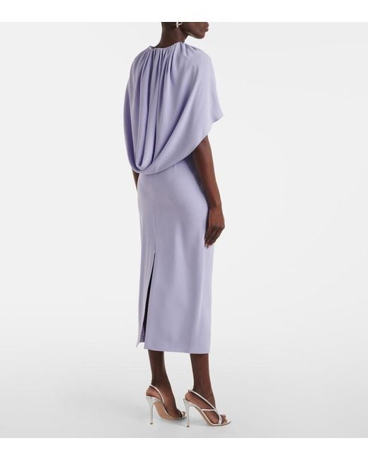 Roland Mouret Purple Caped Crepe Satin Cocktail Dress