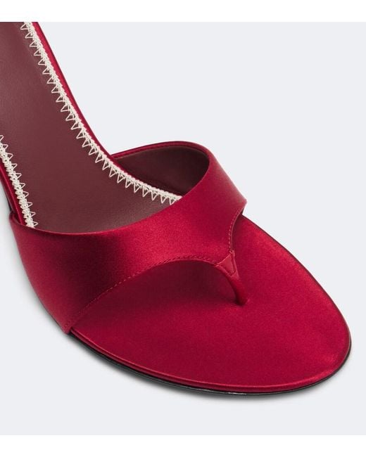 Magda Butrym Red Floral-Applique Satin Thong Sandals