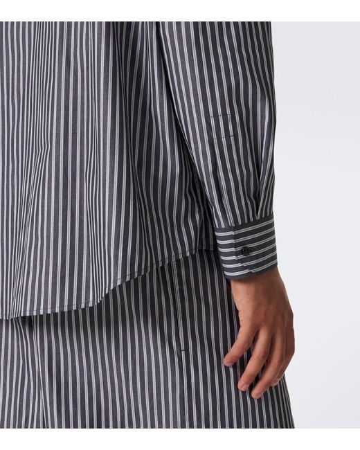 Saint Laurent Blue Striped Cotton Poplin Shirt for men