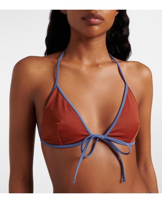 Prada Brown Logo Triangle Bikini Top