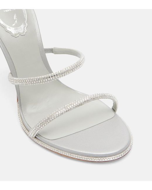 Rene Caovilla White Cleo Embellished Satin Sandals