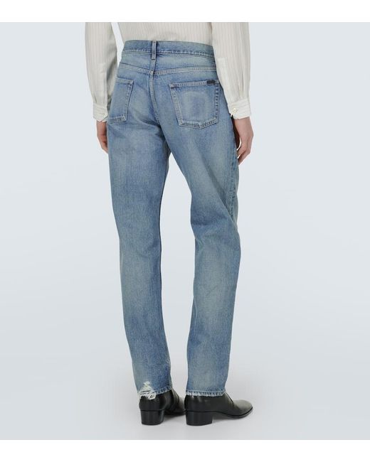 Saint Laurent Low-Rise Straight Jeans in Blue für Herren