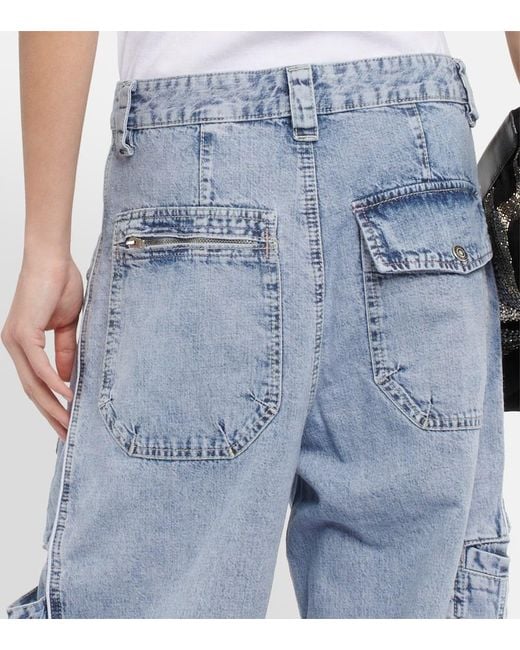 Isabel Marant Blue Paciane Wide-Leg Cargo Jeans