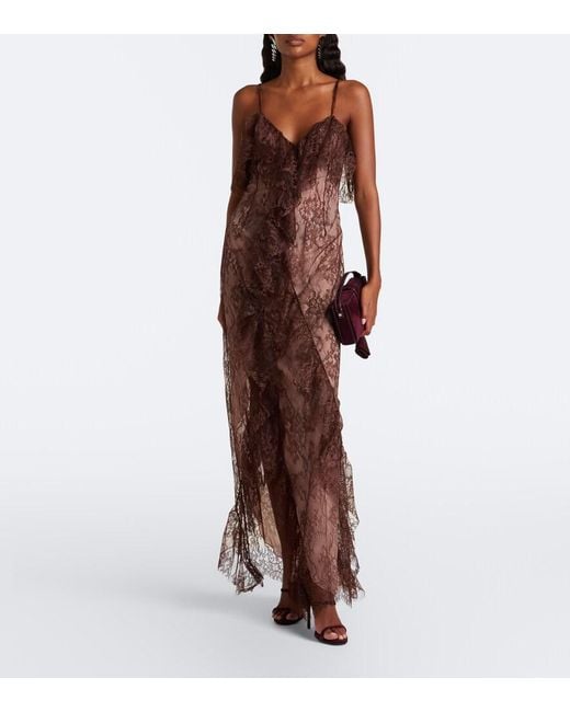 blumarine brown dress Ruffled Lace Gown in 2026 Recommended Restaurant in Inseam:30 black prom dress Giglio