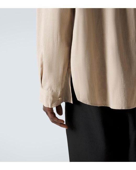 Jacquemus Natural Pastro Herringbone Linen-Blend Shirt for men