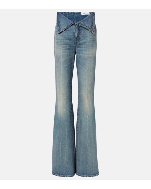 McQueen Blue Faded High-Rise Bootcut Jeans