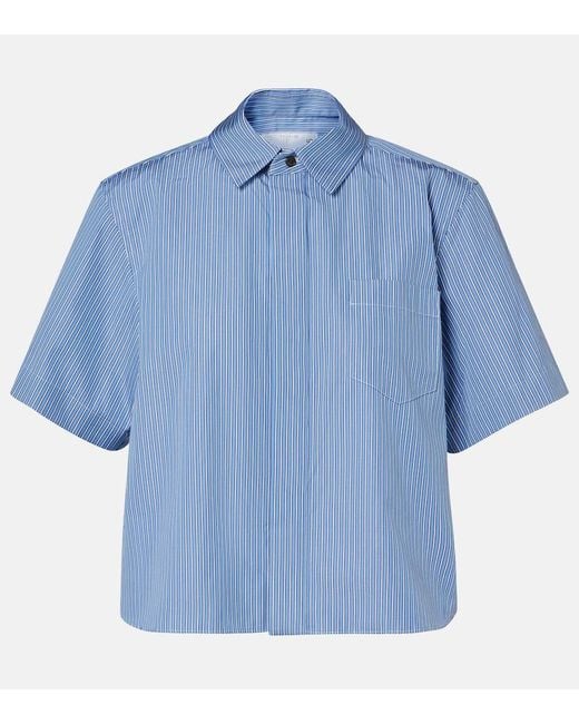 Sacai Striped Cotton Poplin Shirt in Blue | Lyst
