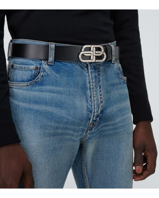 Balenciaga Bb Leather Belt in Black for Men - Save 34% - Lyst