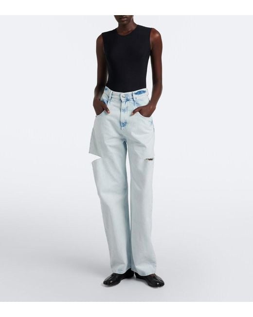 Maison Margiela Blue Cutout Barrel-Leg Jeans