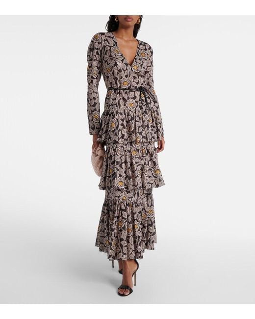 Zimmermann Black Ottie Floral Cotton Midi Dress