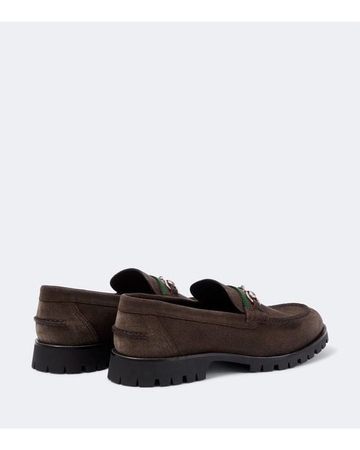 Gucci Brown Horsebit Suede Loafers for men