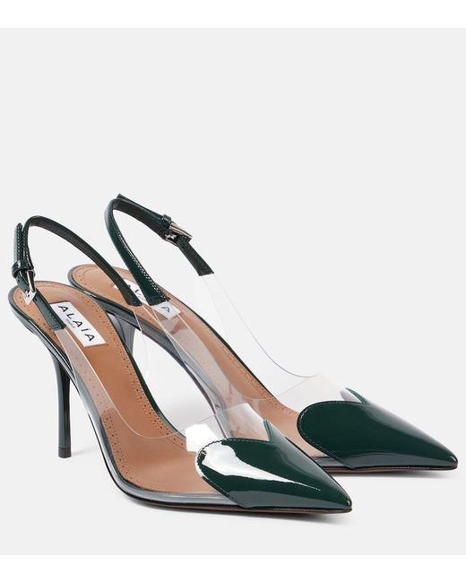 Alaïa Green Le Cour 90 Patent Leather And Pu Slingback Pumps