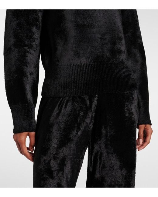 Alaïa Black Wool-Blend Polo Sweater