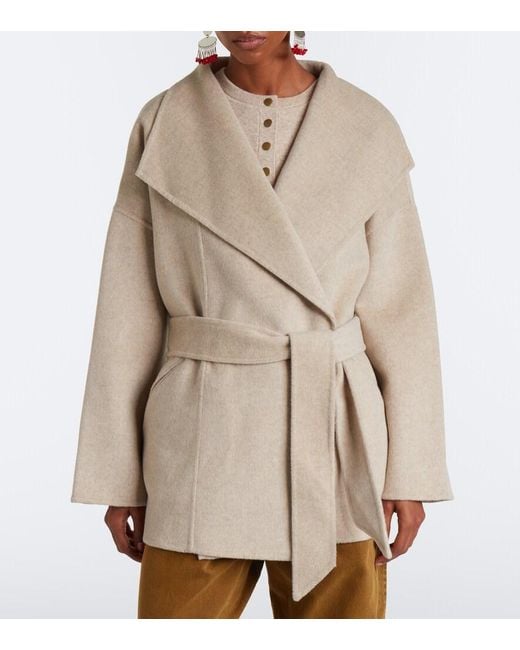 Isabel Marant Natural Ceaton Wool And Cashmere Wrap Coat
