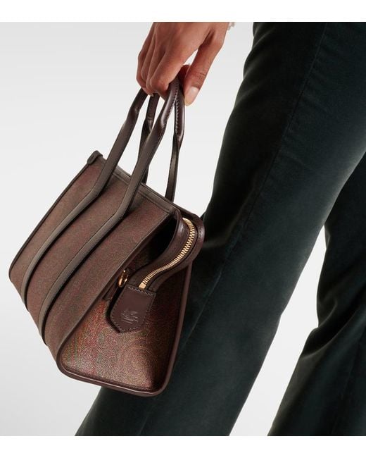 Etro Brown Tote Bag Bauletto Large Aus Canvas Mit Leder