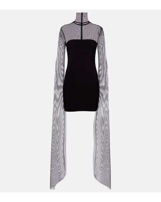 Norma Kamali Black Turtleneck Jersey And Mesh Minidress
