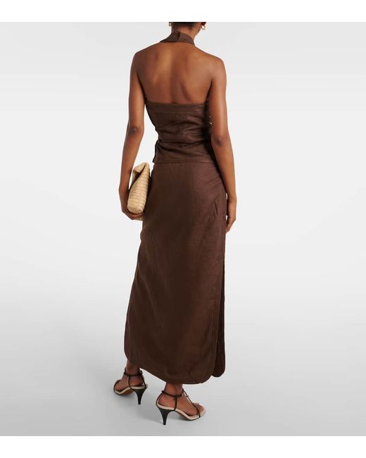 Sir Brown Top Jerry Halter Bodice Aus Leinen