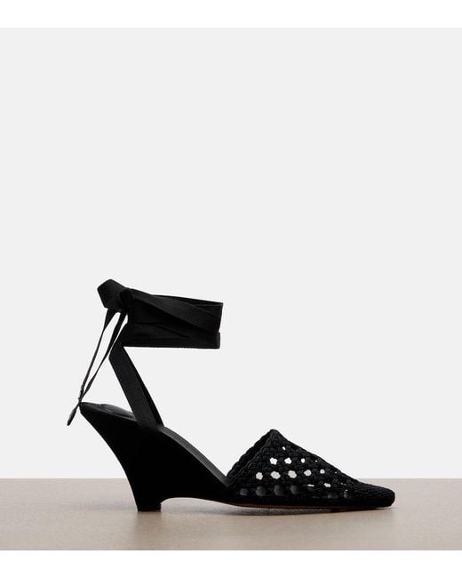 Jacquemus Black Woven Raffia-Effect Wedges