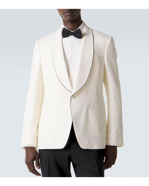 Lardini White Wool Tuxedo Jacket for men