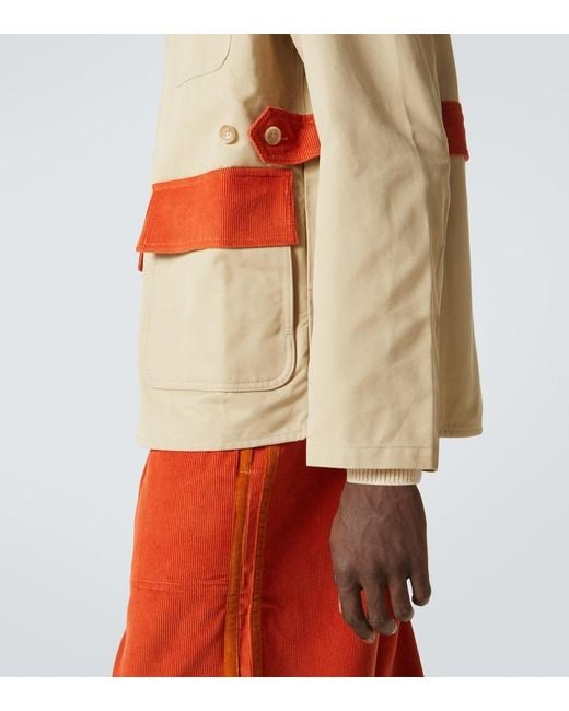 Bode Orange Corduroy-Trimmed Cotton Twill Field Jacket for men