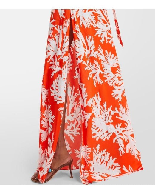Alexandra Miro Red Odetta Scarf-Detail One-Shoulder Gown