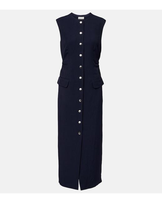 Dries Van Noten Blue Gabardine Midi Dress