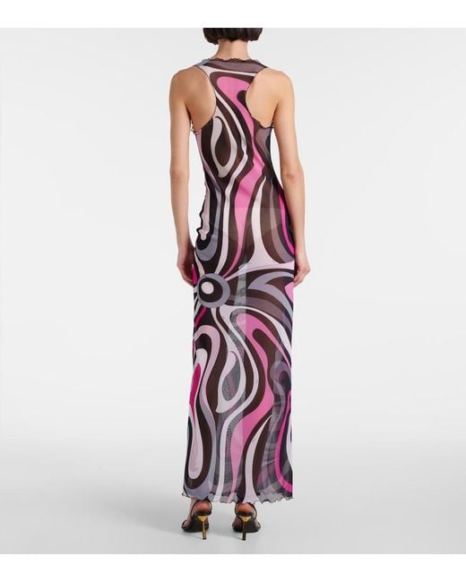 Emilio Pucci Purple Marmo Tulle Maxi Dress