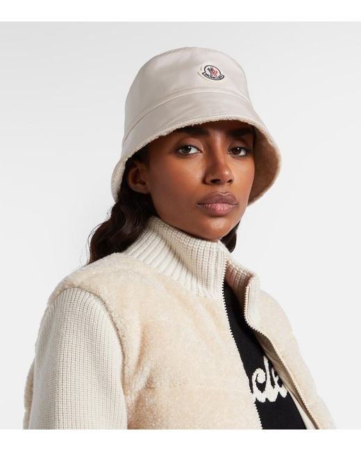 Moncler Natural Logo Reversible Teddy Bucket Hat