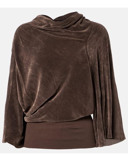 Rick Owens Brown Draped Crepe Top