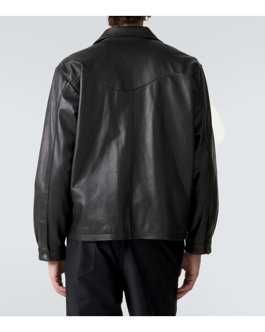 STÒFFA Black Leather Jacket for men
