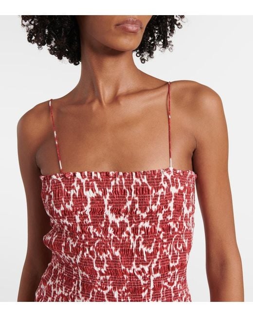 Faithfull The Brand Red Geriba Floral Linen Maxi Dress