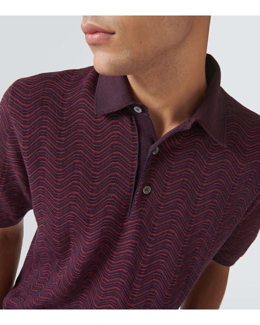 Missoni Purple Zigzag Wool-Blend Polo Shirt for men