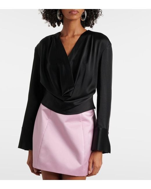 Blumarine Black Envers Draped Satin Top