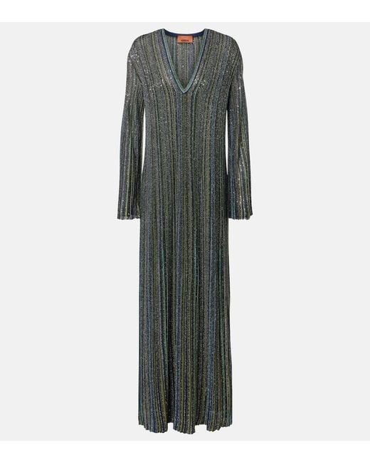 Missoni Gray Striped Lame Gown