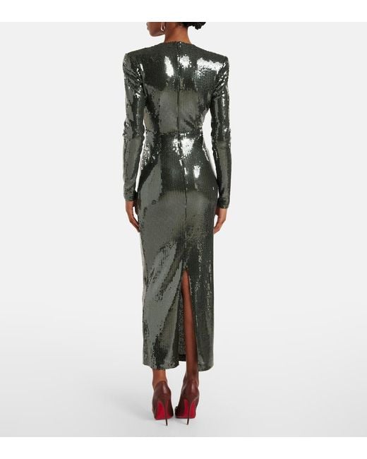 Alex Perry Black Gathered Sequined Gown