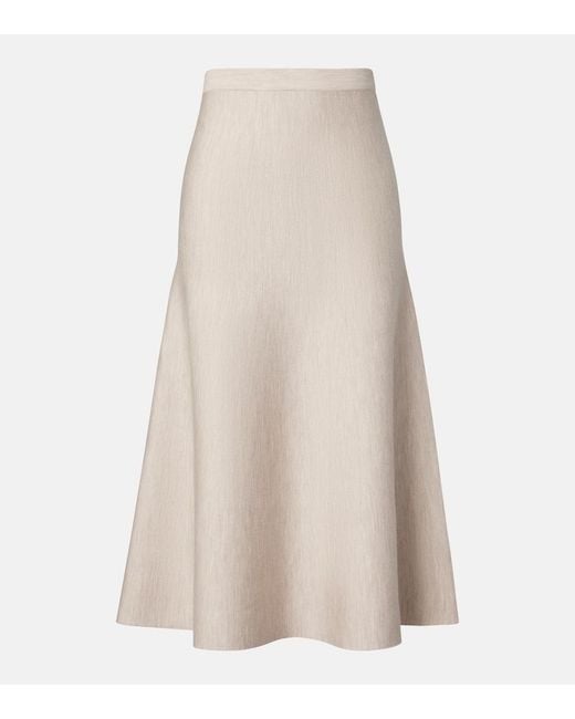 Gabriela Hearst Natural Freddie Wool, Cashmere, And Silk Midi Skirt