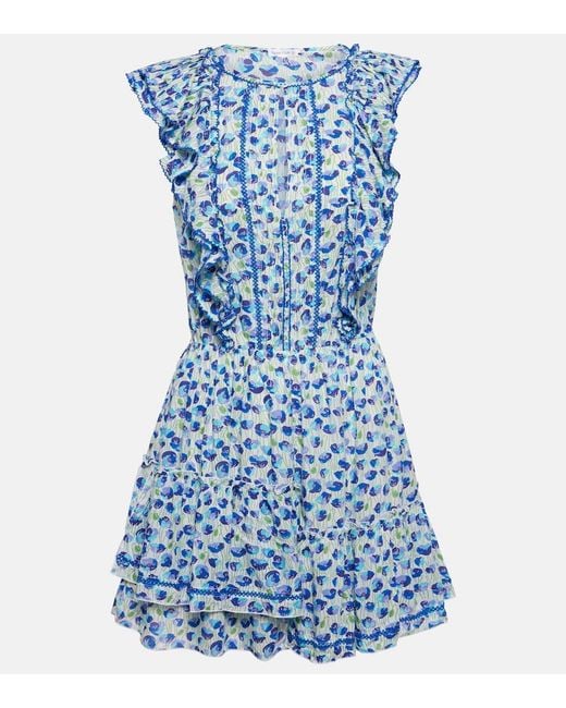 Poupette Blue Bambi Printed Ruffled Minidress