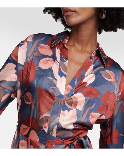 Vince Red Nouveau Magnolia Shirt Dress