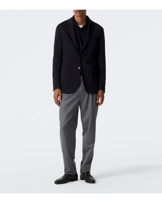 Canali Blue Single-Breasted Wool Blazer for men