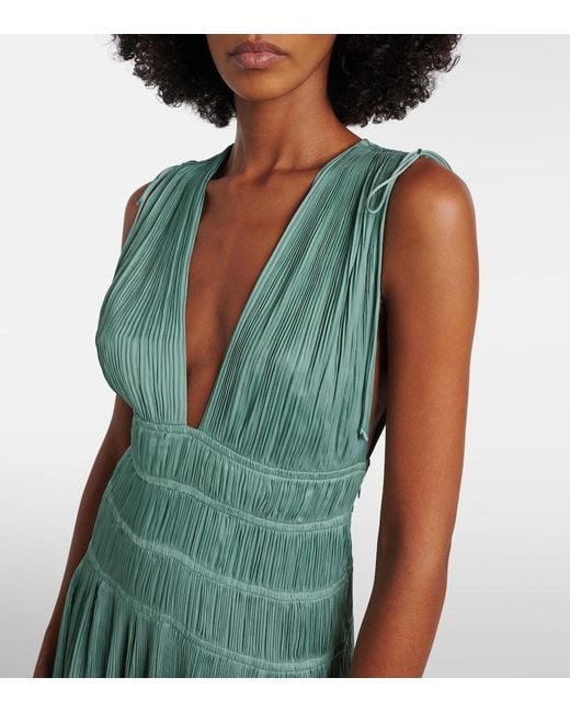 Ulla Johnson Green Tasneem Satin Plisse Gown