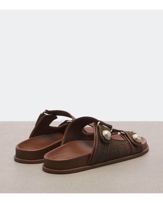 Jimmy Choo Brown Fayence Raffia-Effect Sandals
