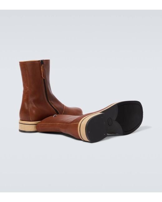 Our Legacy Brown Camion Leather Ankle Boots for men