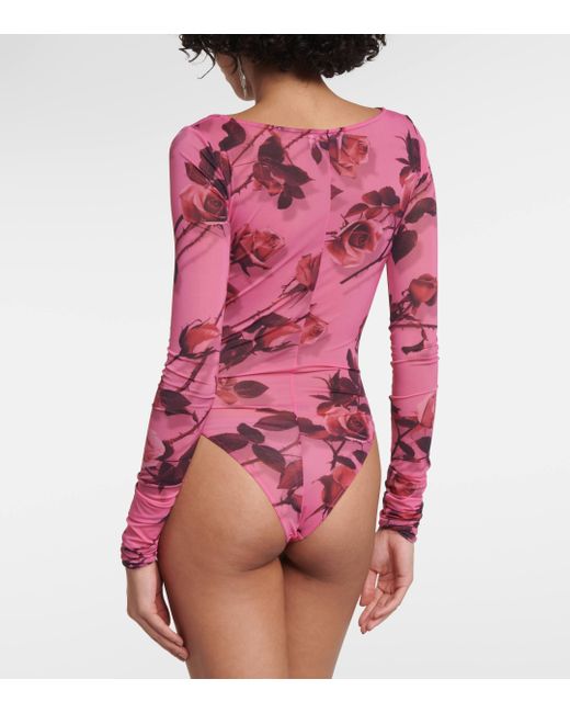 Blumarine Pink Floral Printed Bodysuit