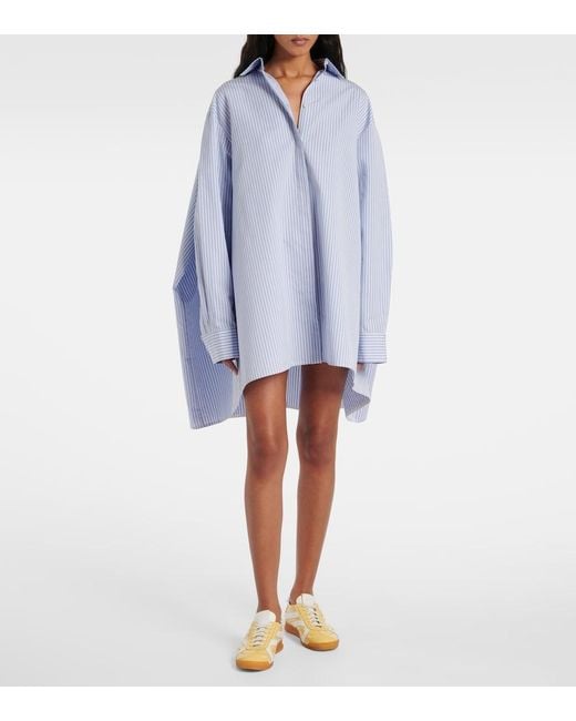 Proenza Schouler Blue Isla Striped Cotton And Silk Minidress