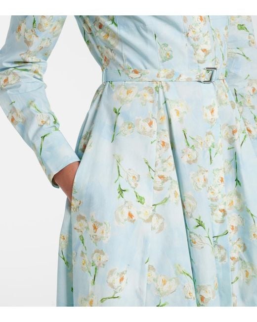 Emilia Wickstead Blue Cotton Floral Emmalyna Midi Dress
