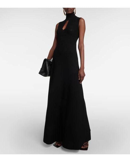 Vestido largo de pointelle con aberturas Victoria Beckham de color Black
