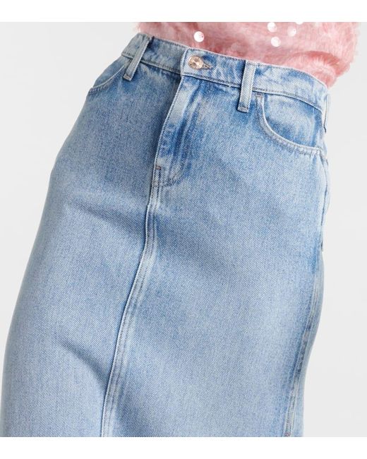 7 For All Mankind Blue High-Rise-Jeansrock