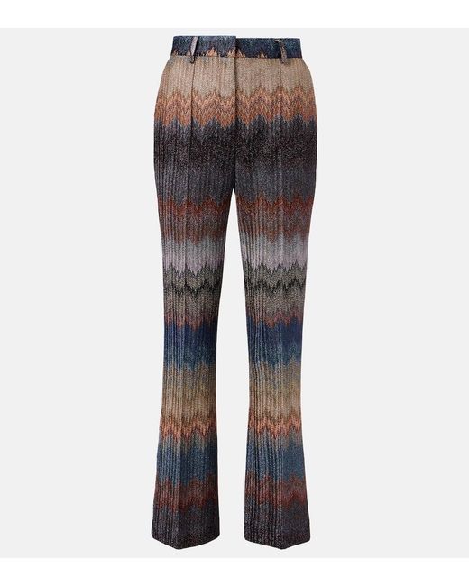 Pantaloni Flared Con Lame A Zig-Zag di Missoni in Gray