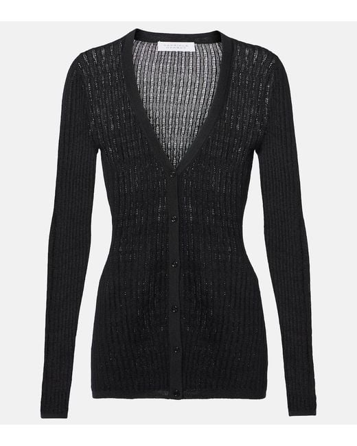 Gabriela Hearst Black Emma Pointelle Cashmere And Silk Cardigan