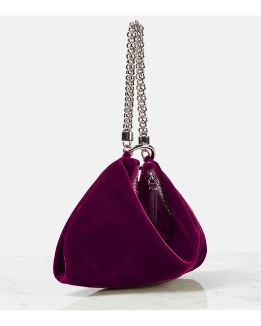 Jimmy Choo Purple Callie Small Velvet Tote Bag